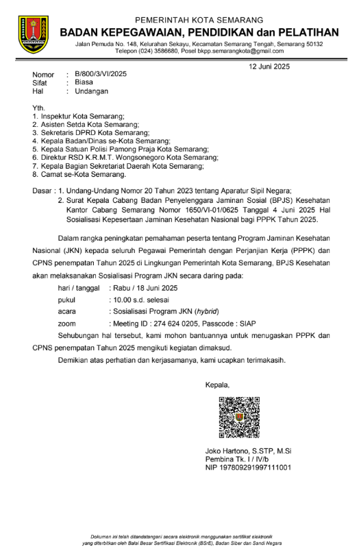 Undangan Sosialisasi Program JKN secara daring